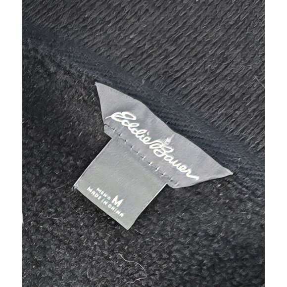 Eddie Bauer Black 1/4 Zip Pullover Fleece Sweatshirt Medium Men's - Picture 4 of 4